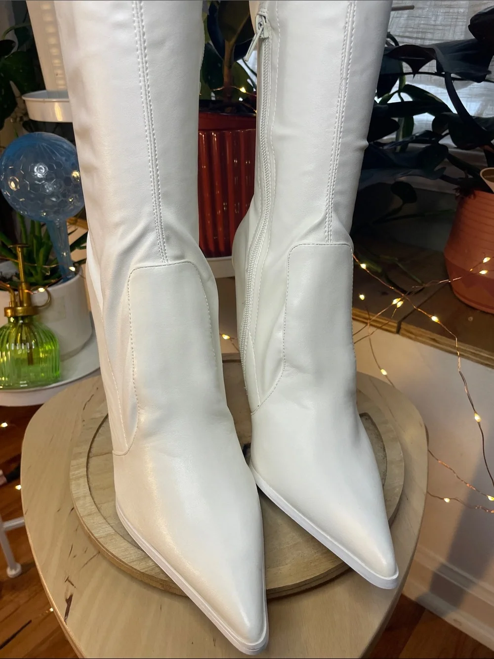 White Over-The-Knee Pointed-Toe Boot - Picture 4 of 11